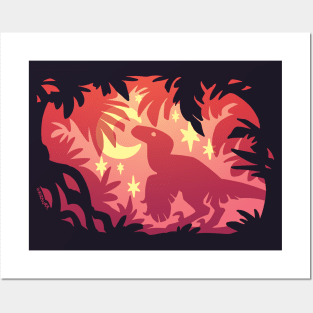 Stargazing Dino (Red Variant) Posters and Art